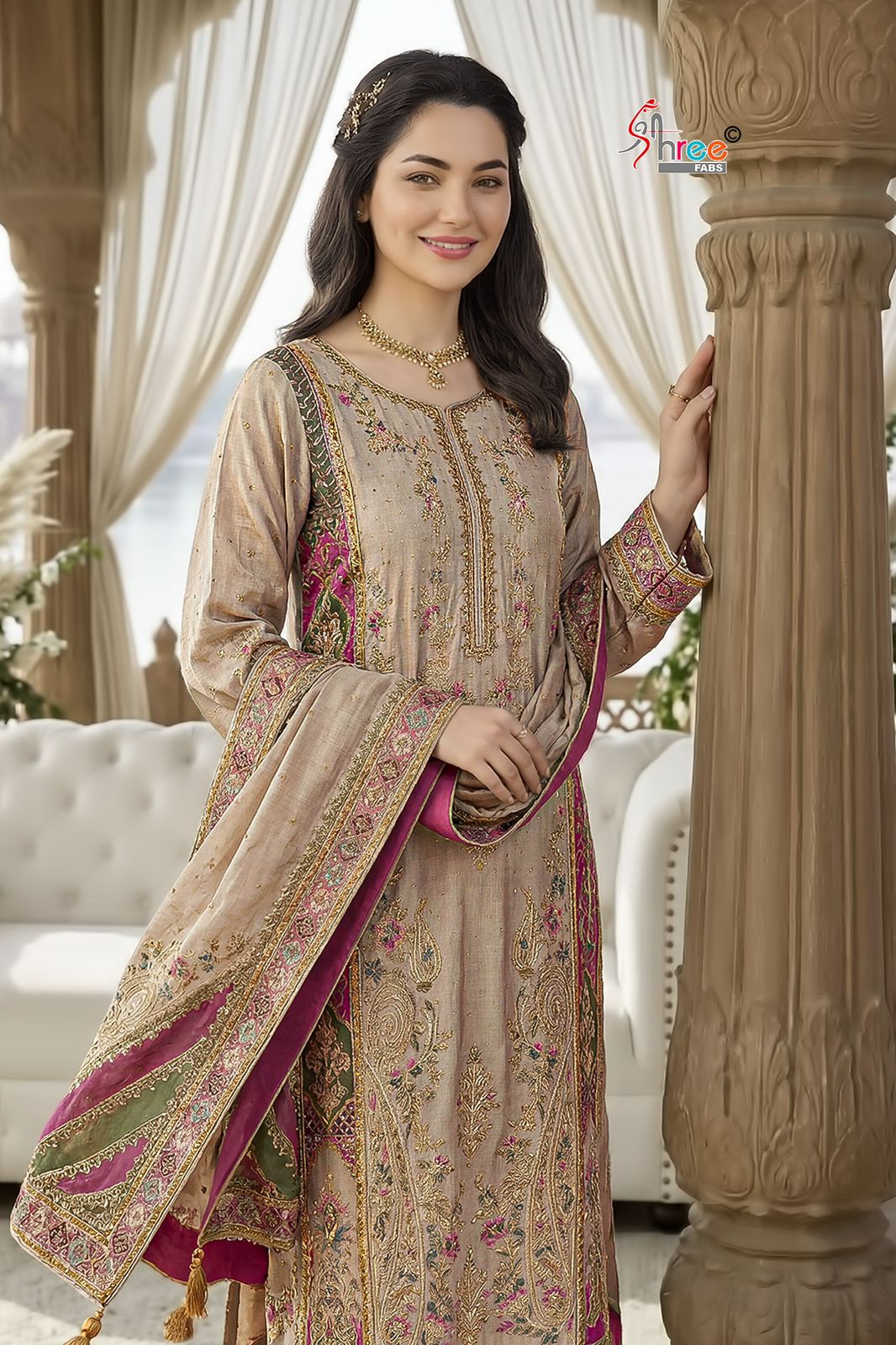 Shree Kt 351 Viscose Muslin Digital Print With Handworked Salwar Kameez