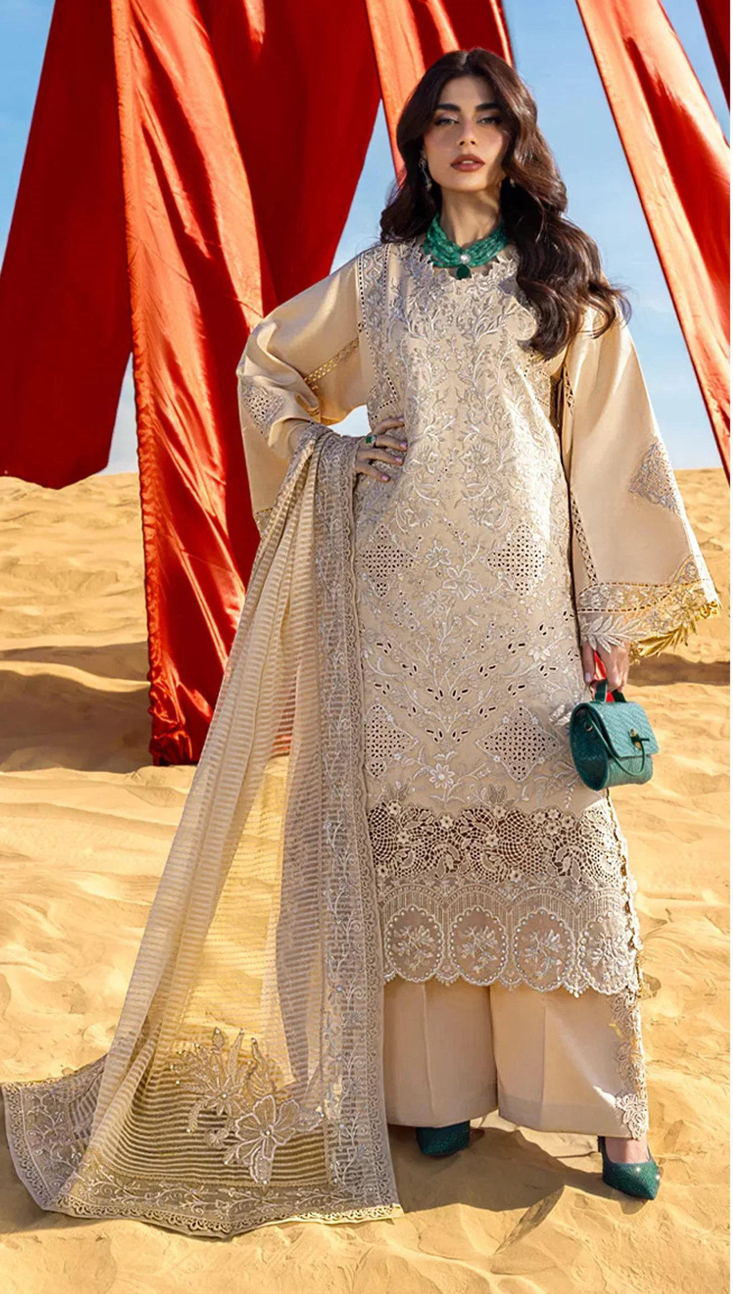 Elan E 24 A To D Cambric Cotton Embroidered Salwar Kameez