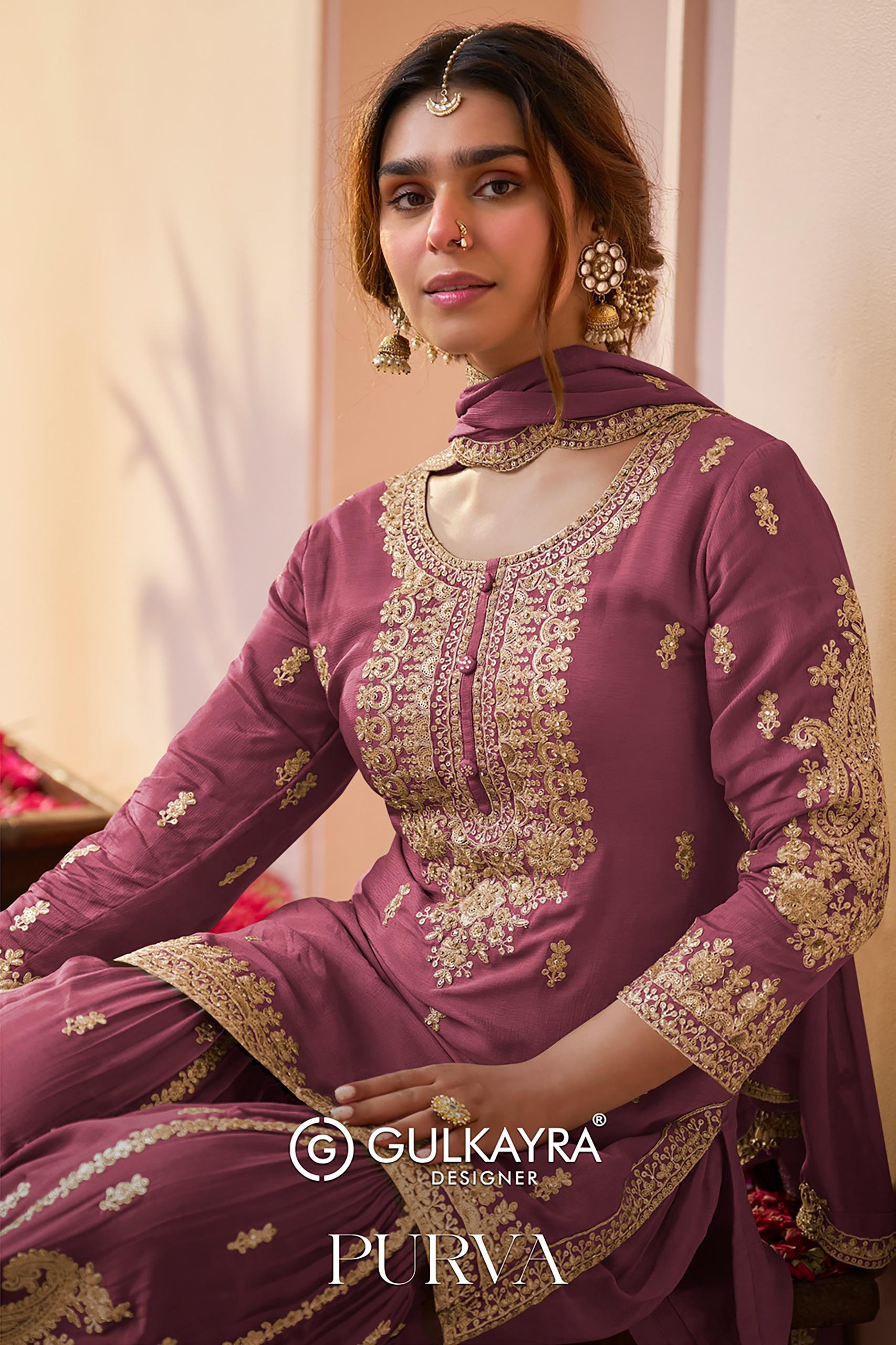 Gulkayra Purva Real Chinon Embroidery And Hand Work Readymade Salwar Suit