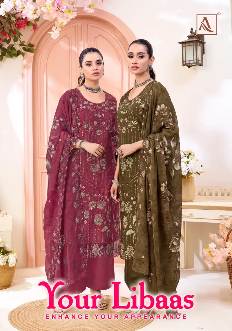 Alok Your Libaas Pure Cambric Cotton With Beats Embroidery Dress Material