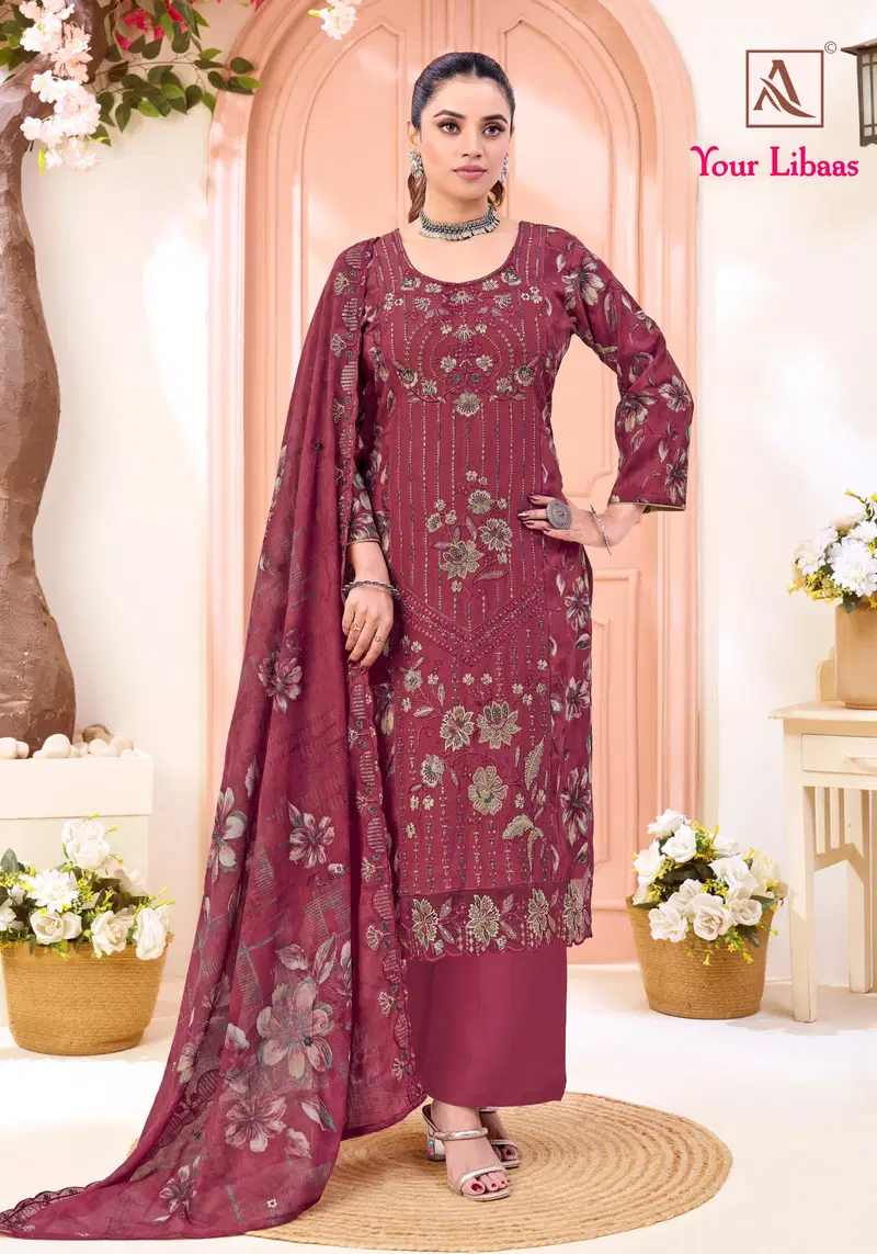 Alok Your Libaas Pure Cambric Cotton With Beats Embroidery Dress Material