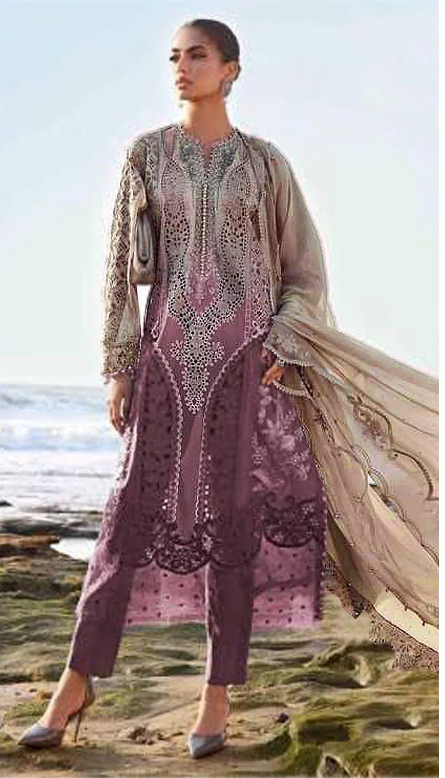Elan E 26 A To D Cambric Cotton Embroidered Salwar Kameez