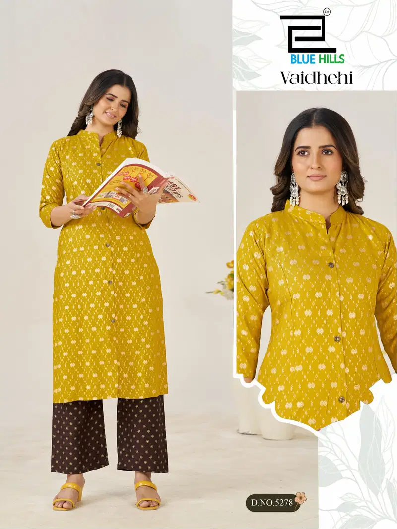 Blue Hills Vaidhehi Rayon Foil Printed Kurti With Bottom Collection