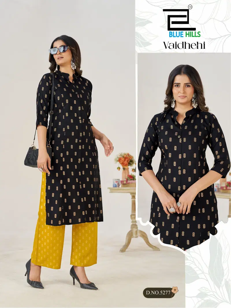 Blue Hills Vaidhehi Rayon Foil Printed Kurti With Bottom Collection
