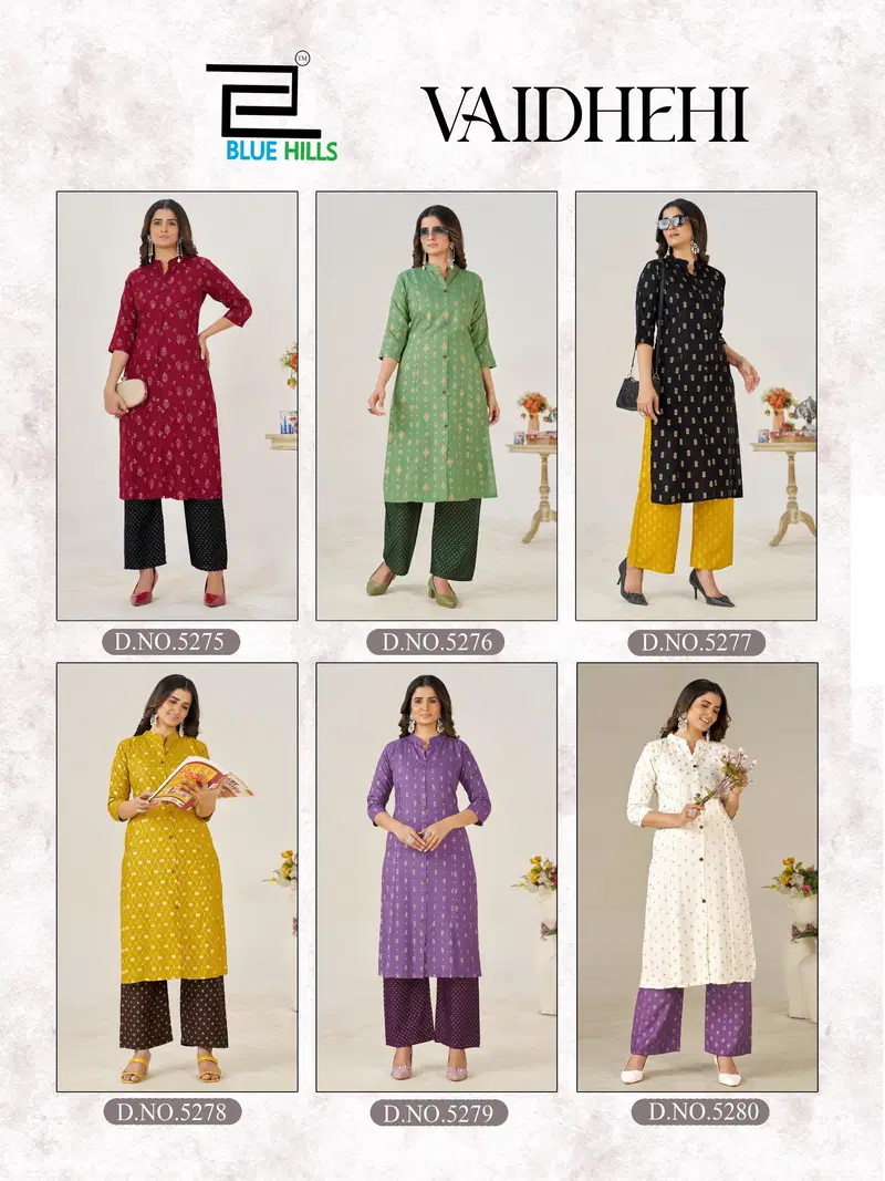 Blue Hills Vaidhehi Rayon Foil Printed Kurti With Bottom Collection