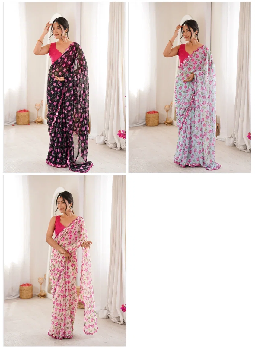 Pari 77 Heavy Georgette Floral Printed Saree Collection