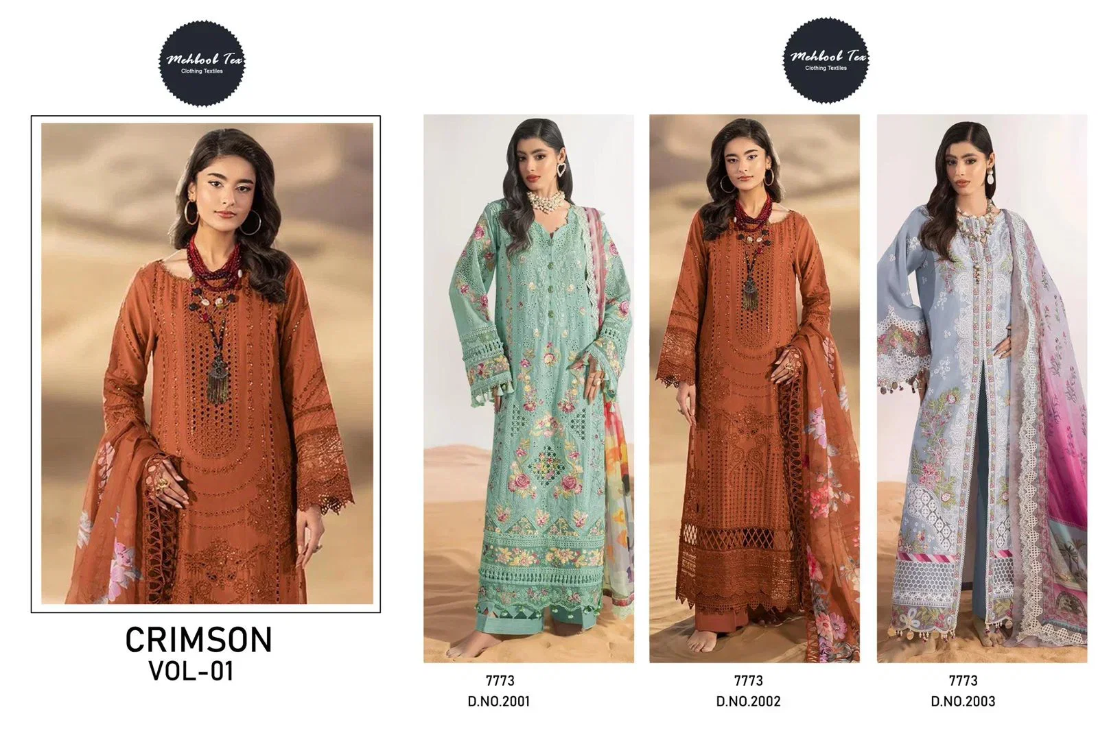 Mehboob Tex Crimson Vol 01 Cambric Cotton Embroidered Salwar Kameez