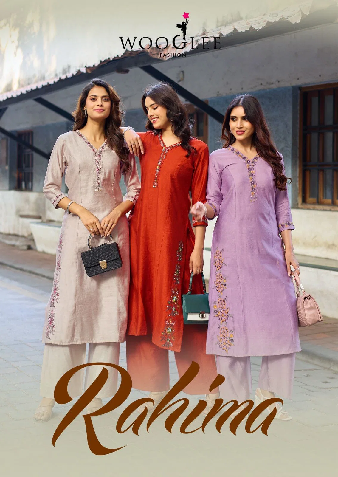 Wooglee Rahima Viscose Weaving Thread Worked Kurti With Bottom Dupatta