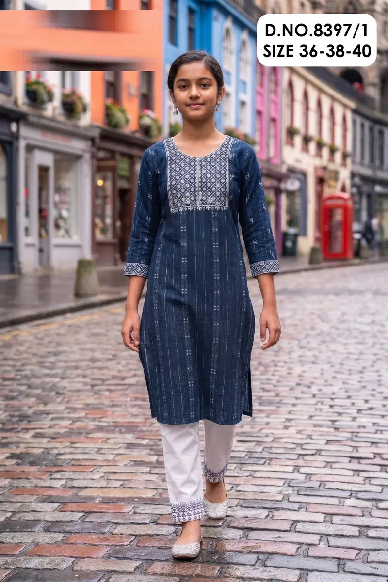 Blue Diamond 8397 Cotton Kurti With Bottom Collection