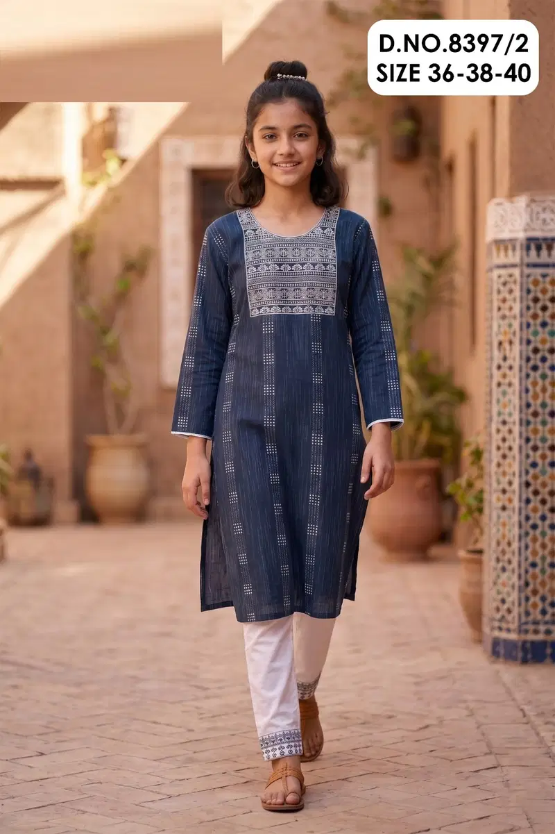 Blue Diamond 8397 Cotton Kurti With Bottom Collection