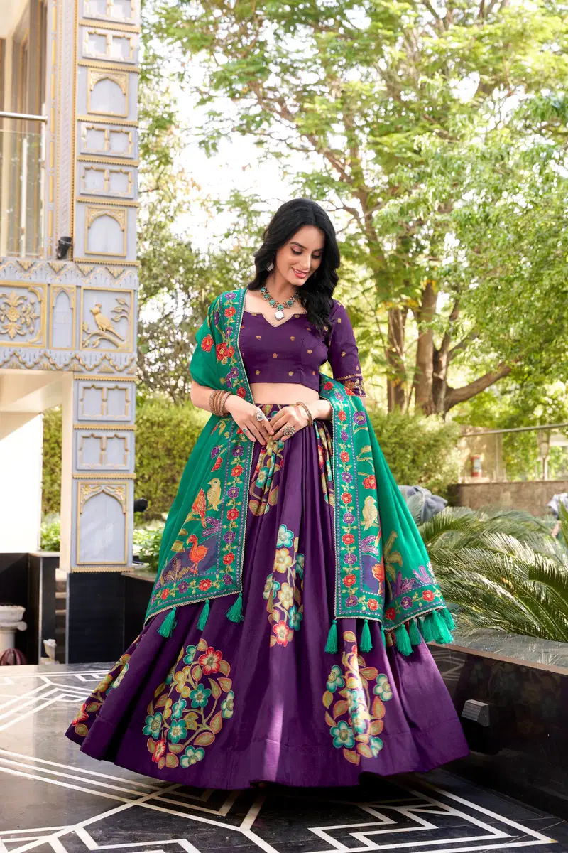 Taraa L 1239 Tasar Silk Foil Printed Lehenga Choli Collection