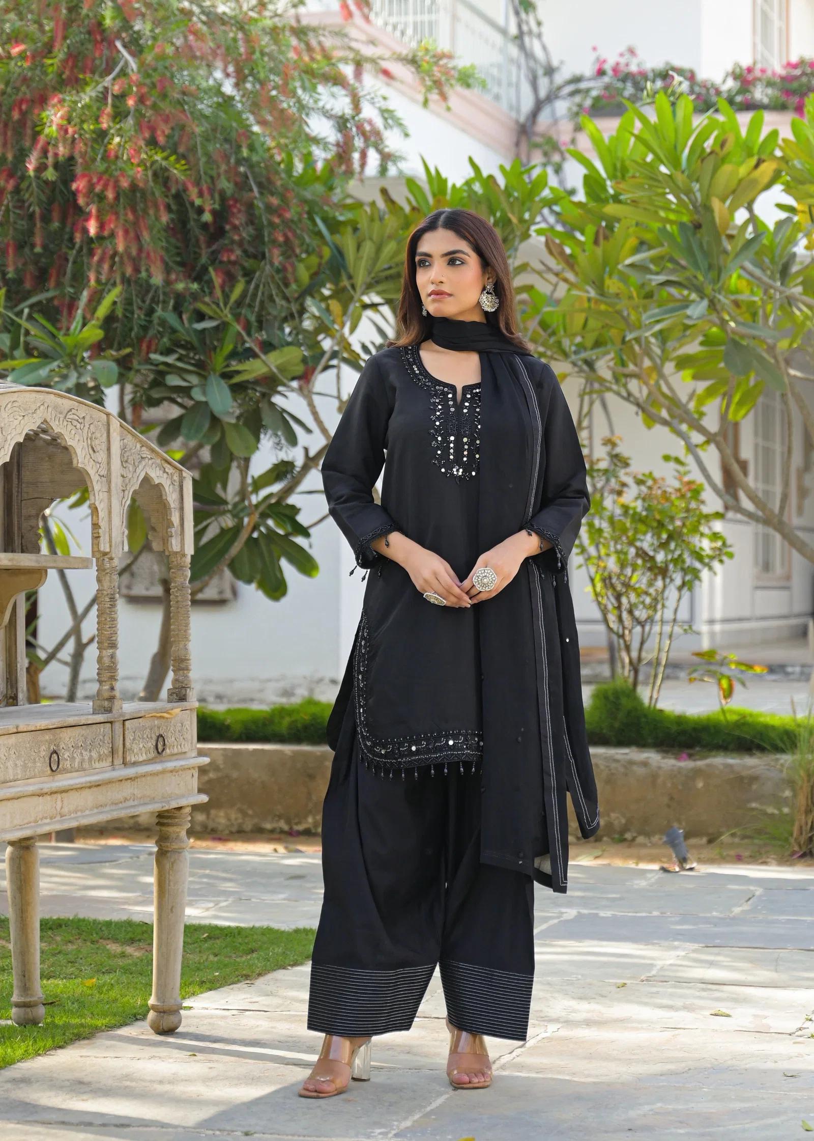 Afsana Nirma Pure Silk Mirror Worked Salwar Kameez