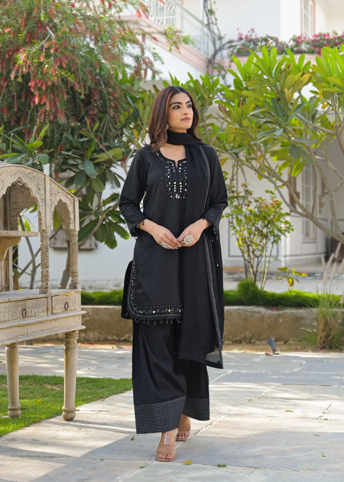 Afsana Nirma Pure Silk Mirror Worked Salwar Kameez