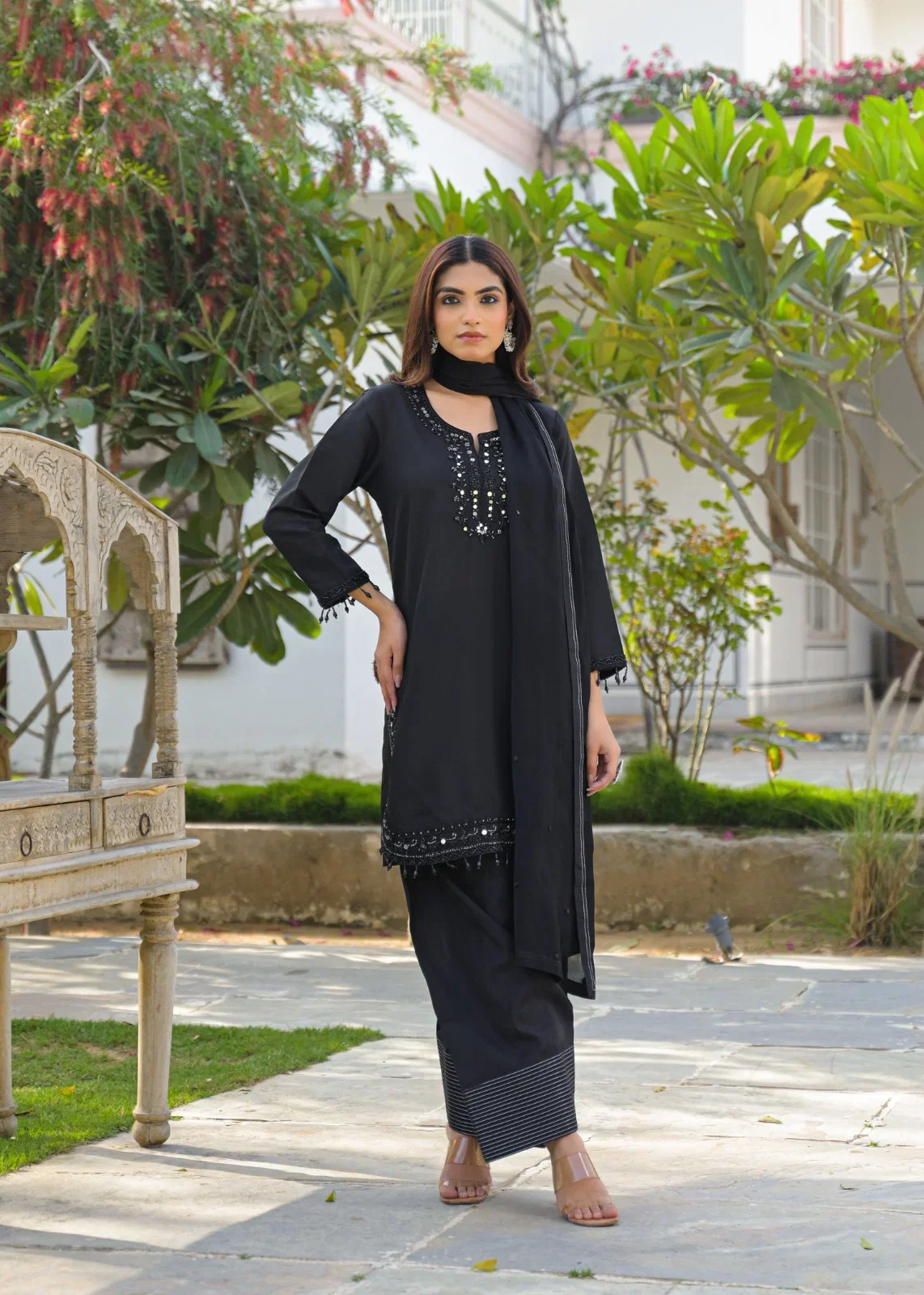 Afsana Nirma Pure Silk Mirror Worked Salwar Kameez