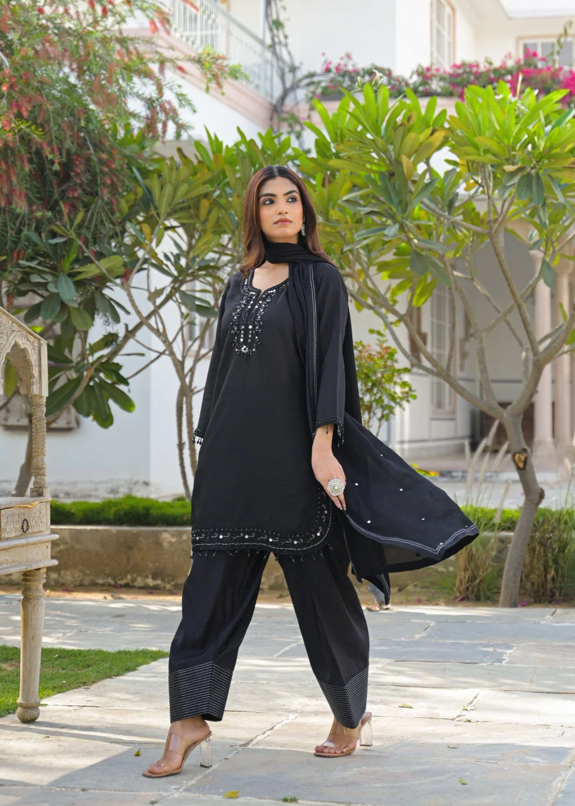 Afsana Nirma Pure Silk Mirror Worked Salwar Kameez