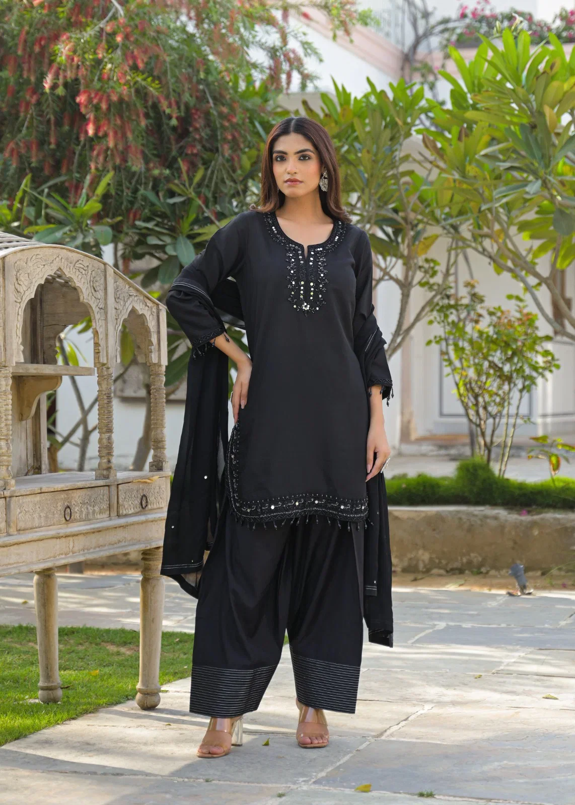 Afsana Nirma Pure Silk Mirror Worked Salwar Kameez