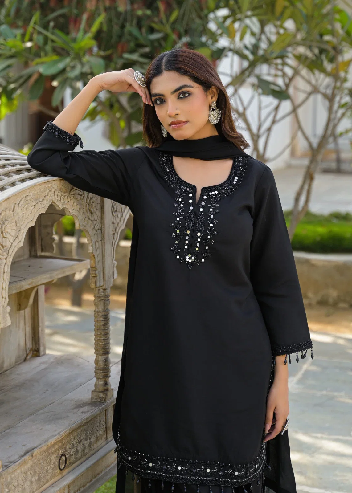 Afsana Nirma Pure Silk Mirror Worked Salwar Kameez
