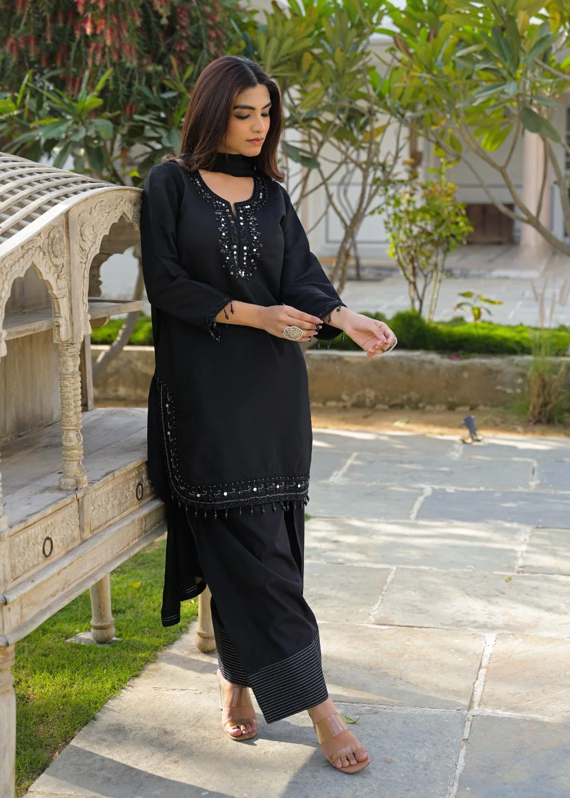 Afsana Nirma Pure Silk Mirror Worked Salwar Kameez