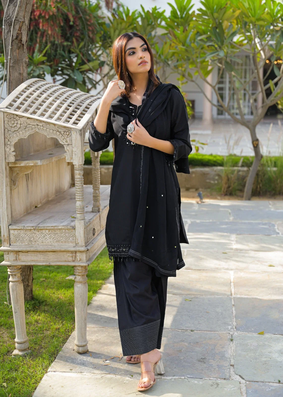 Afsana Nirma Pure Silk Mirror Worked Salwar Kameez