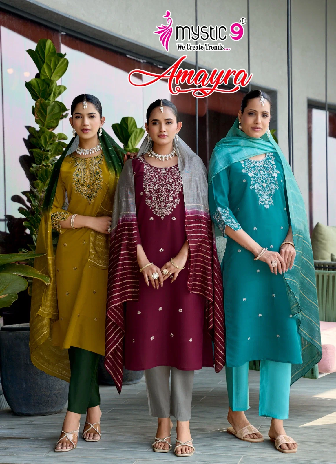 Mystic 9 Amayra Vol 1 Roman Silk Straight Top With Bottom And Dupatta