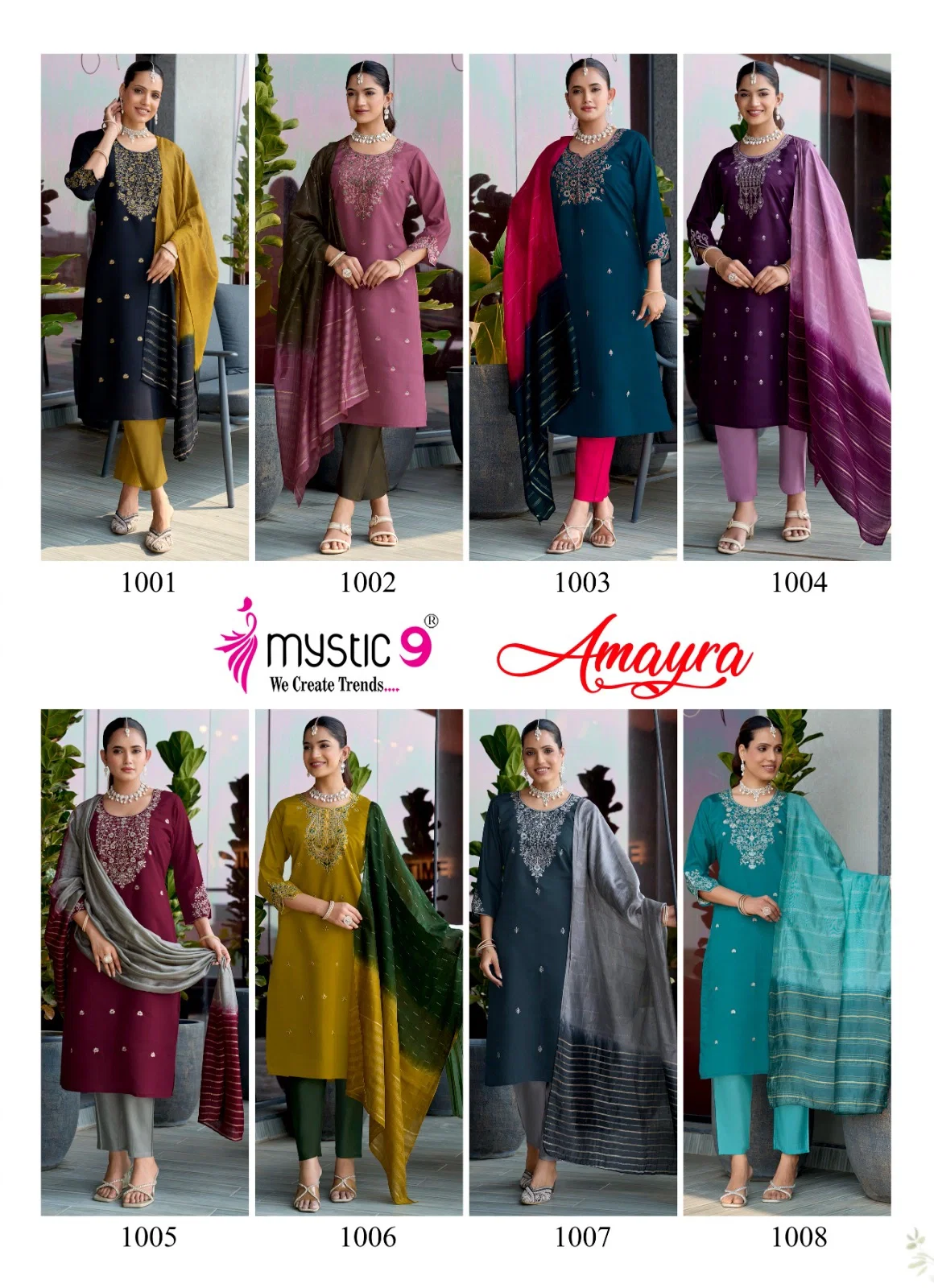 Mystic 9 Amayra Vol 1 Roman Silk Straight Top With Bottom And Dupatta