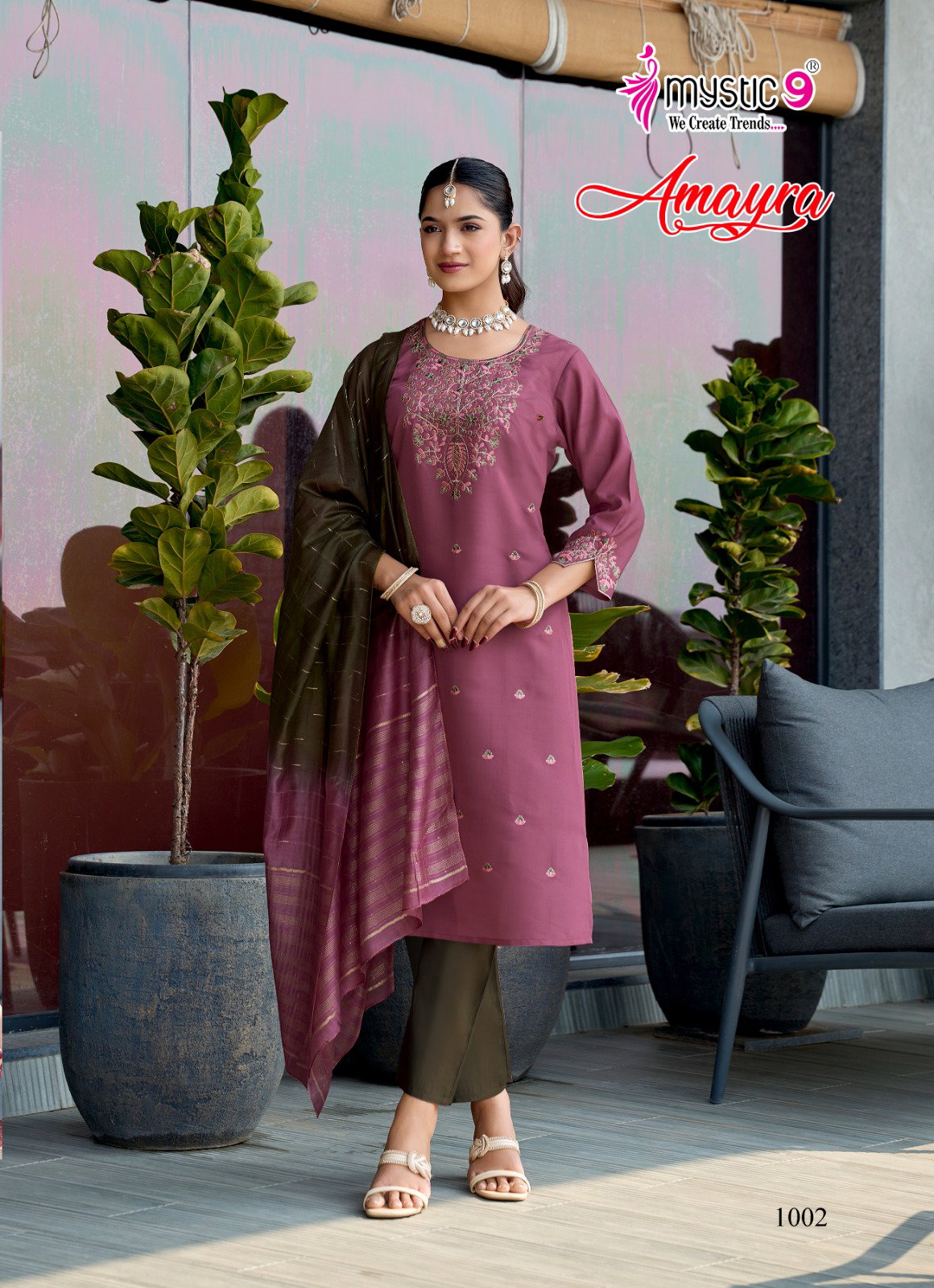 Mystic 9 Amayra Vol 1 Roman Silk Straight Top With Bottom And Dupatta