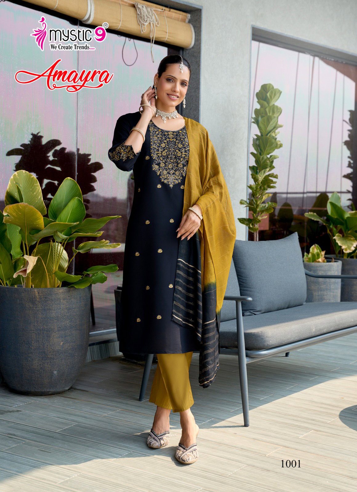 Mystic 9 Amayra Vol 1 Roman Silk Straight Top With Bottom And Dupatta