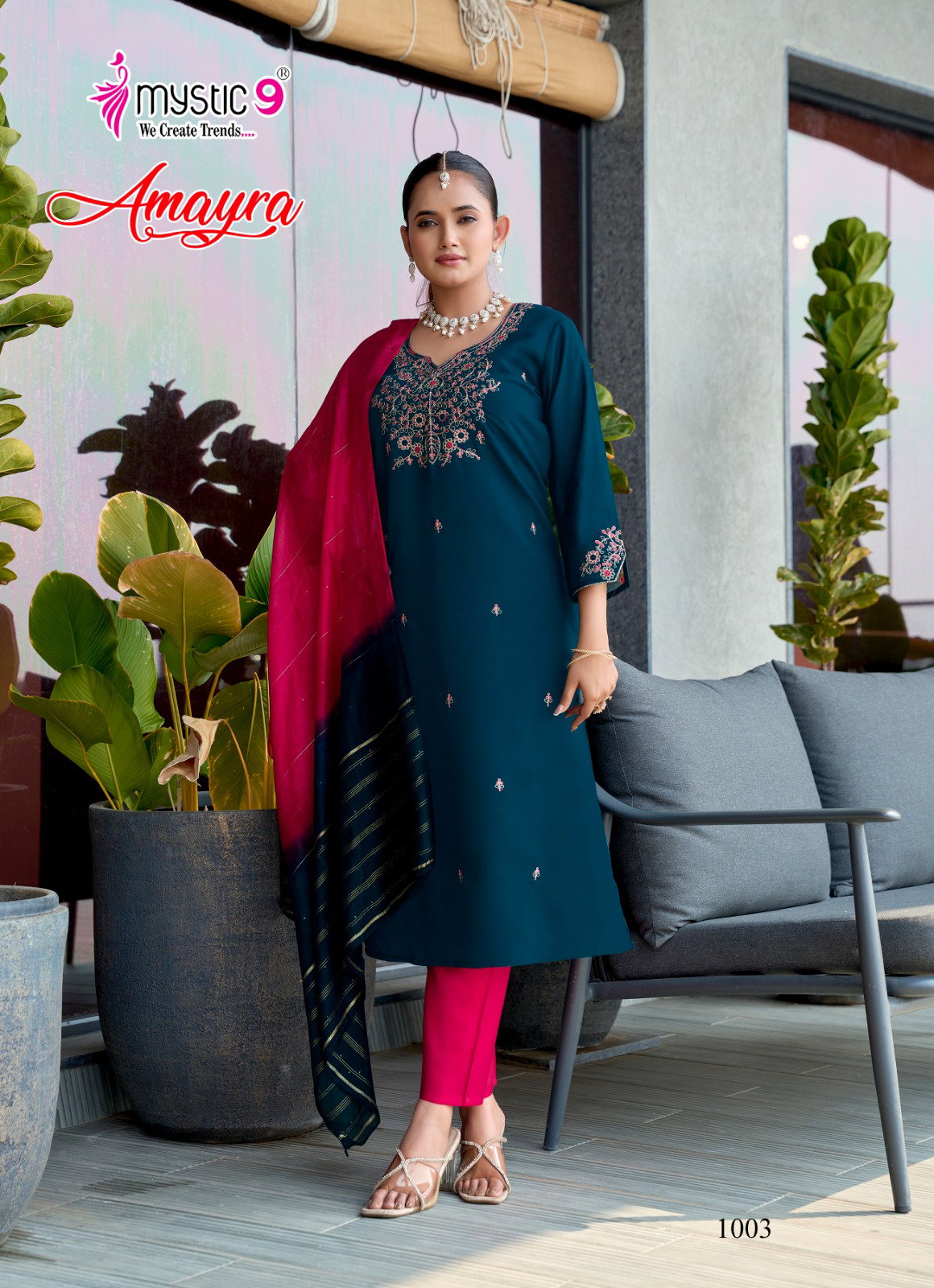 Mystic 9 Amayra Vol 1 Roman Silk Straight Top With Bottom And Dupatta