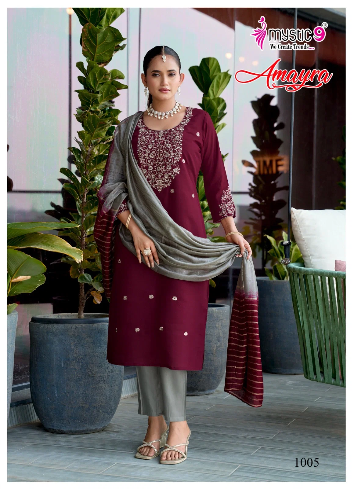 Mystic 9 Amayra Vol 1 Roman Silk Straight Top With Bottom And Dupatta
