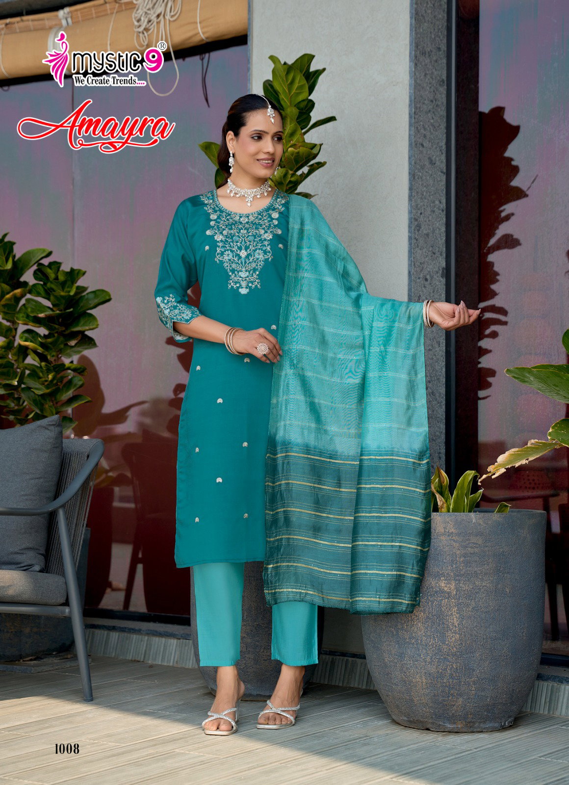 Mystic 9 Amayra Vol 1 Roman Silk Straight Top With Bottom And Dupatta