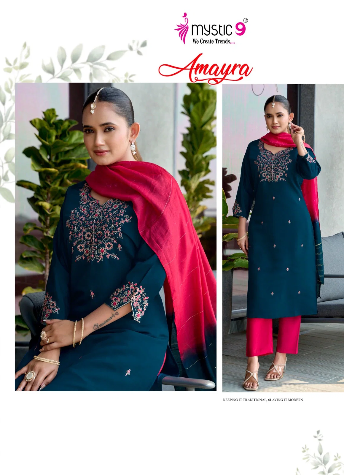 Mystic 9 Amayra Vol 1 Roman Silk Straight Top With Bottom And Dupatta