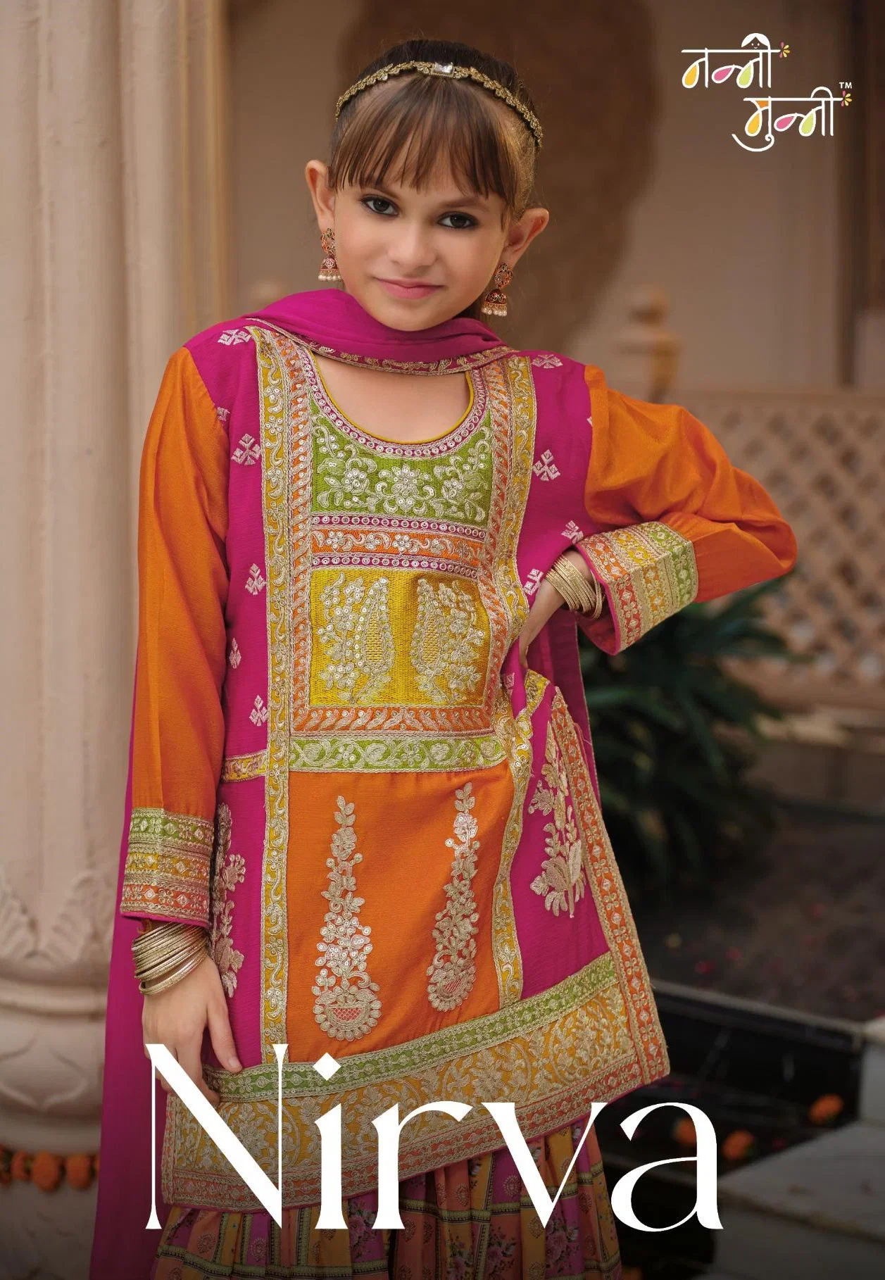 Nanni Munni Nirva Chinon Embroiedry Kids Sharara Collection