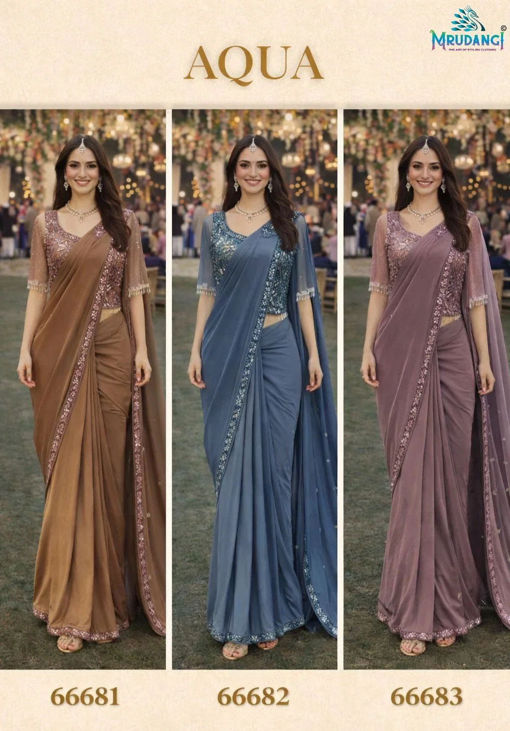 Aqua 66681 To 66683 Premium Lycra Ready To Wear Designer Saree Collection