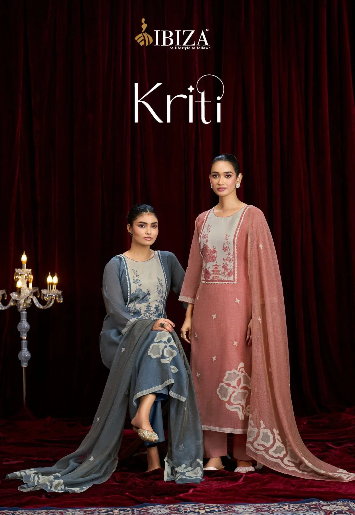 Ibiza Kriti Linen Cotton Jacquard With Hand Worked Salwar Kameez Collection