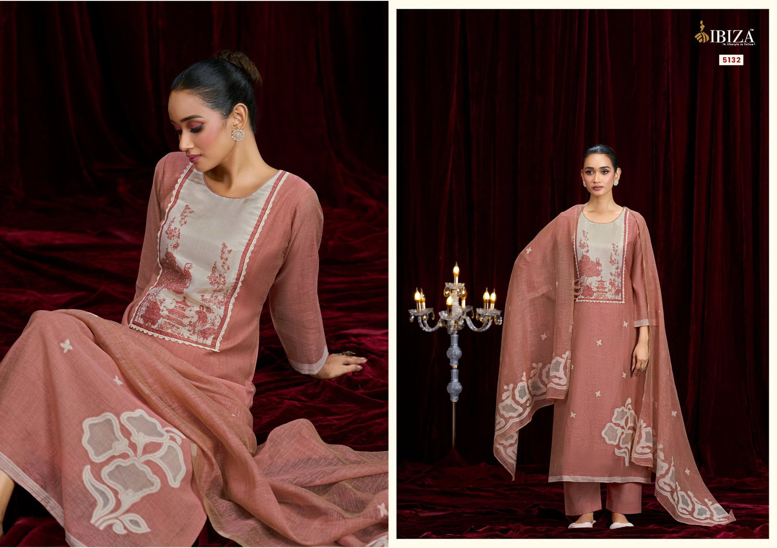 Ibiza Kriti Linen Cotton Jacquard With Hand Worked Salwar Kameez Collection