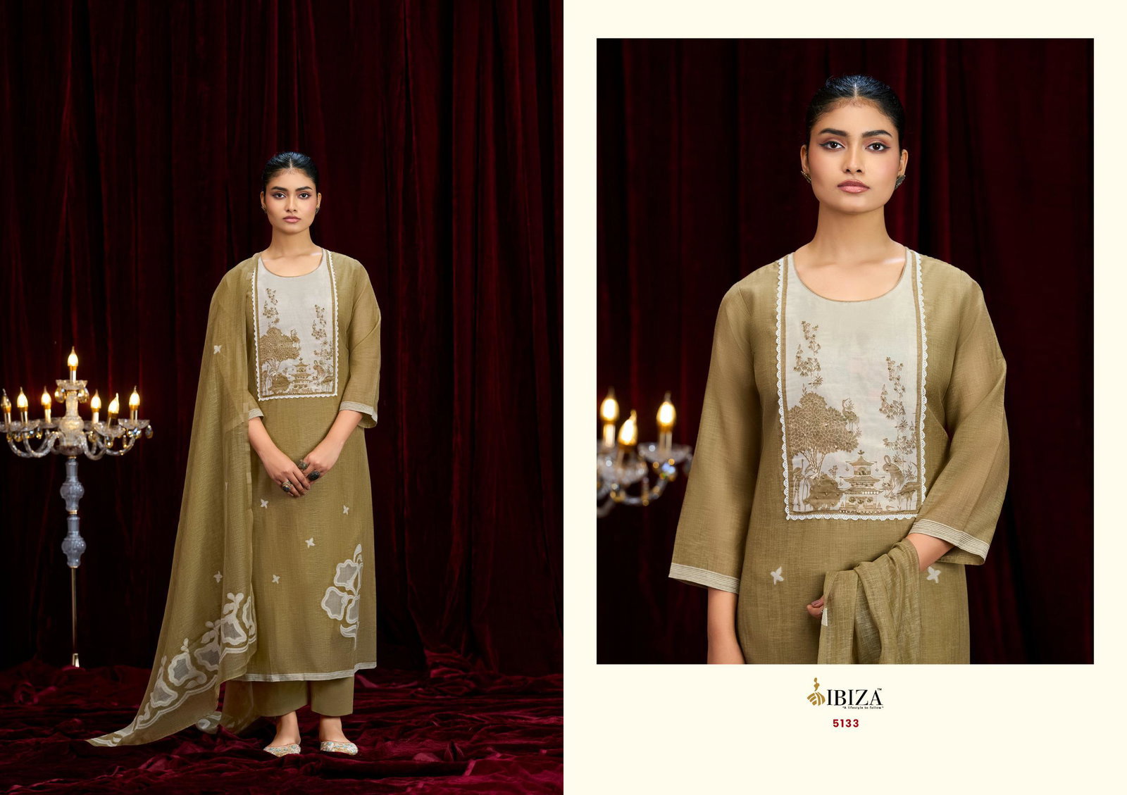 Ibiza Kriti Linen Cotton Jacquard With Hand Worked Salwar Kameez Collection