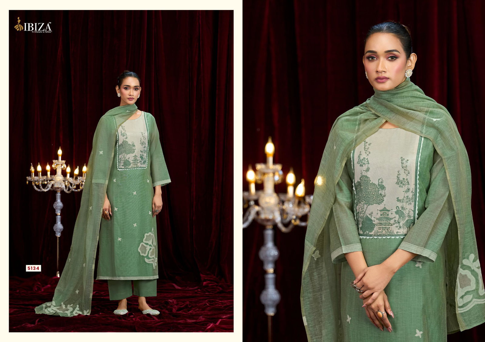 Ibiza Kriti Linen Cotton Jacquard With Hand Worked Salwar Kameez Collection