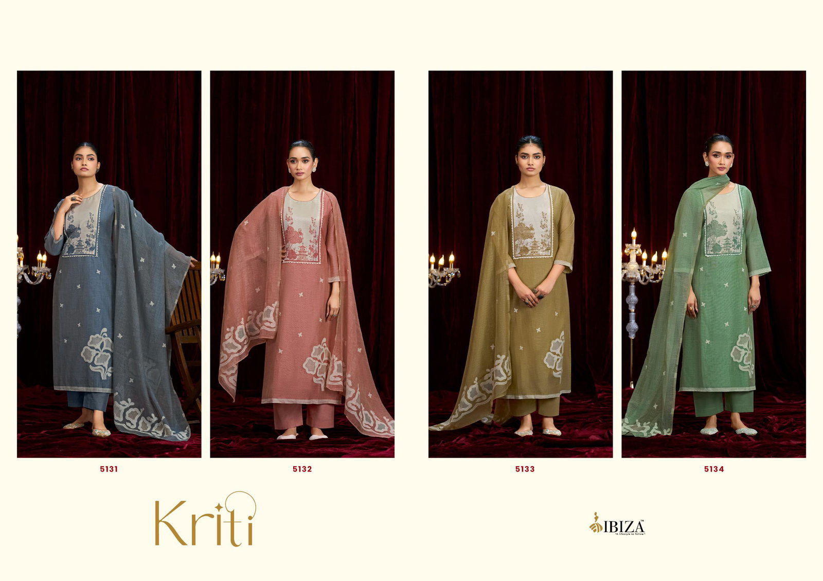 Ibiza Kriti Linen Cotton Jacquard With Hand Worked Salwar Kameez Collection