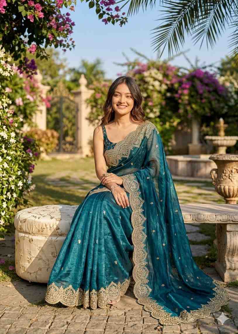 Kc 921 Fendy Chiffon Sequence Worked Saree Collection