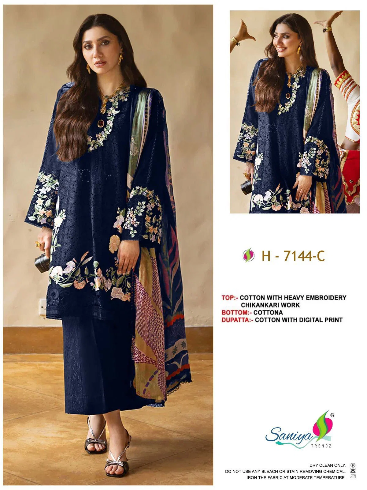Saniya 7144 A To C Pure Cotton Chikankari Embroidered Salwar Kameez Collection