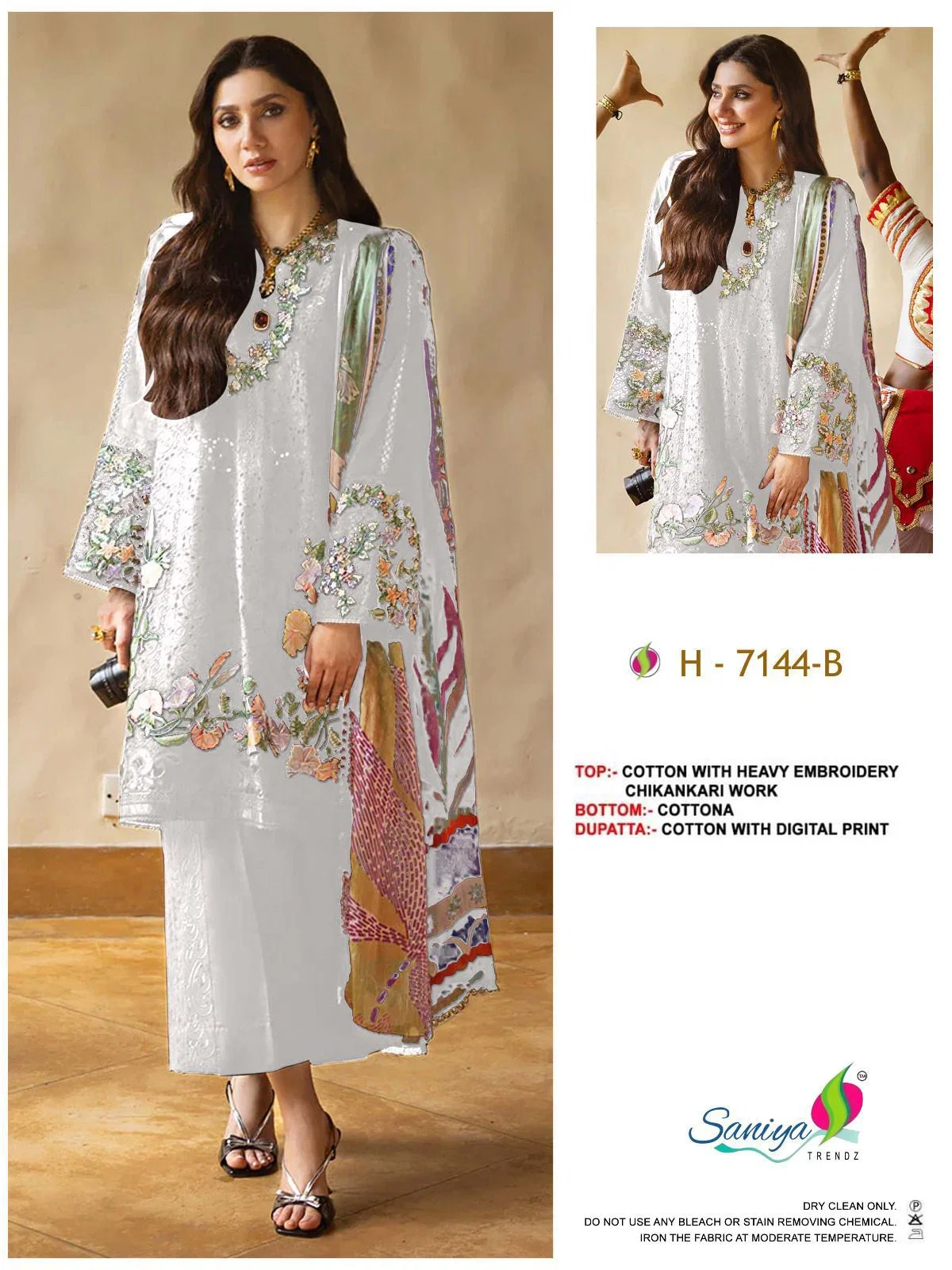 Saniya 7144 A To C Pure Cotton Chikankari Embroidered Salwar Kameez Collection