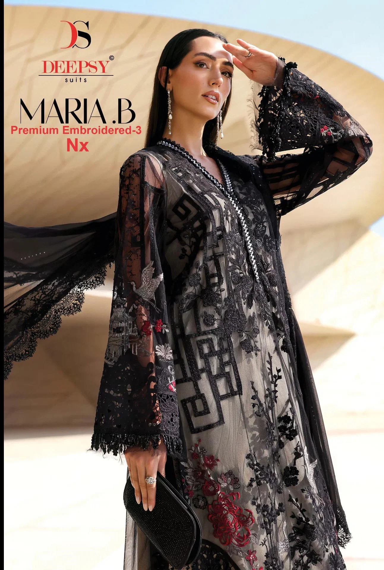Deepsy Maria B Premium Embroidered Vol 3 Nx Cotton Dupatta Cotton With Self Embroidered Salwar Kameez