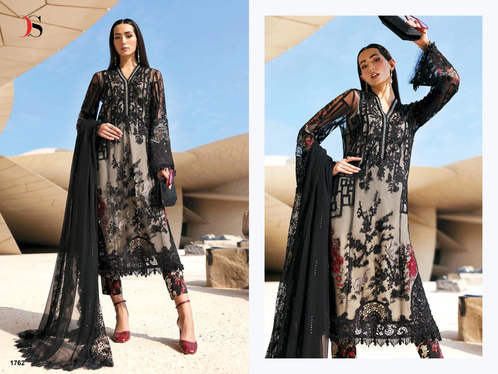 Deepsy Maria B Premium Embroidered Vol 3 Nx Cotton Dupatta Cotton With Self Embroidered Salwar Kameez