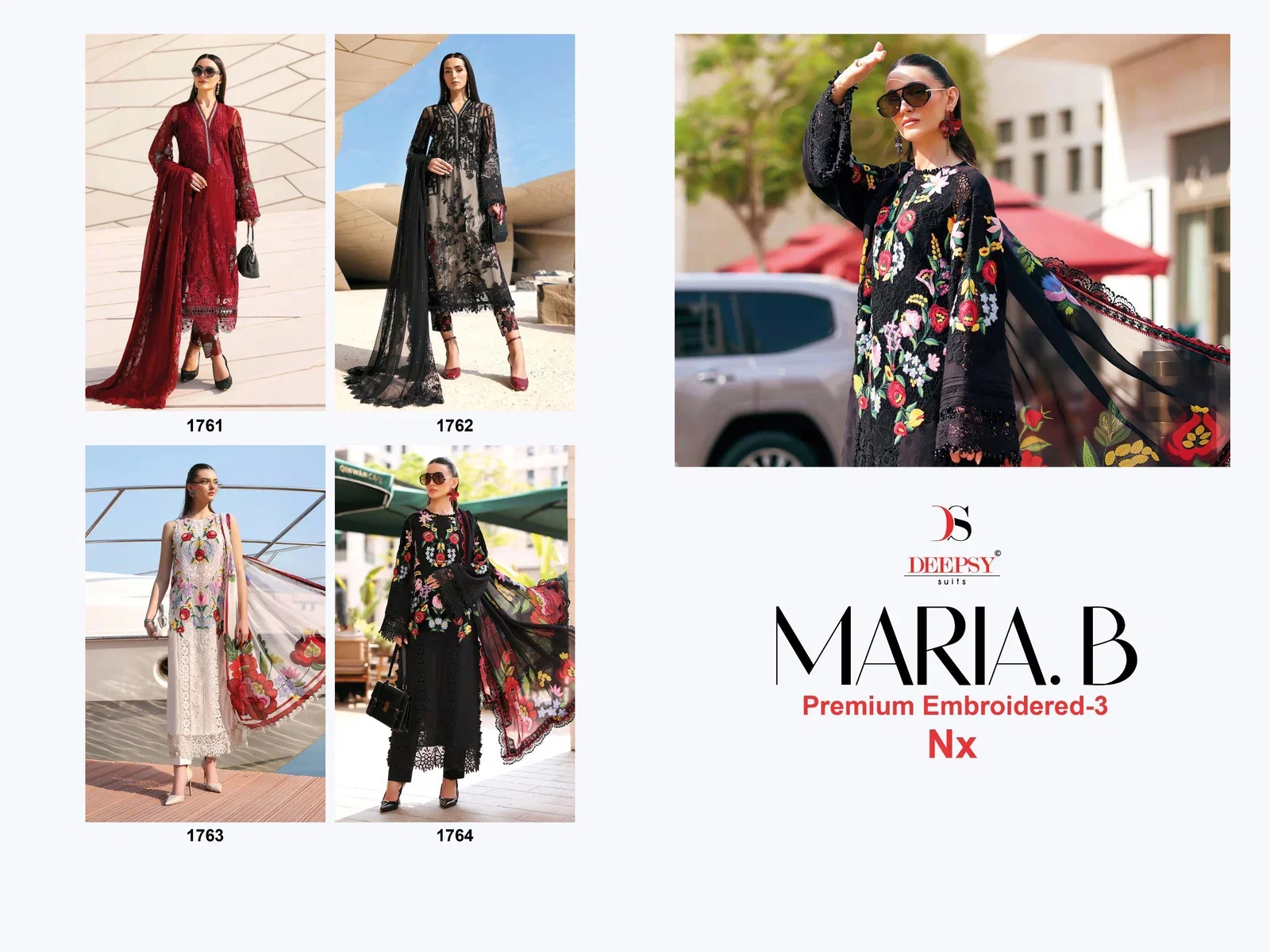 Deepsy Maria B Premium Embroidered Vol 3 Nx Cotton Dupatta Cotton With Self Embroidered Salwar Kameez