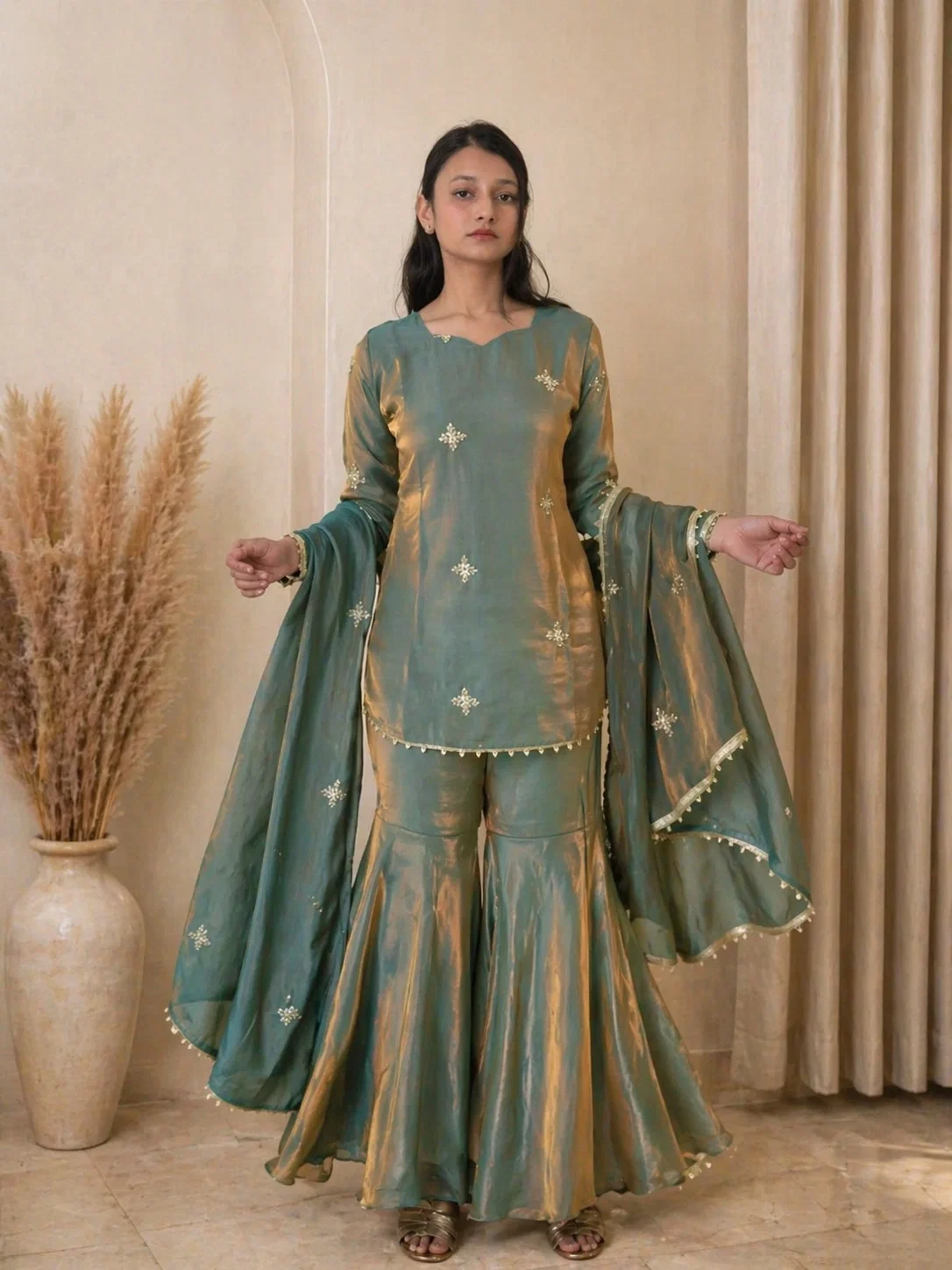 Center 380 Premium Fandy Zari Sequence Embroidery Readymade