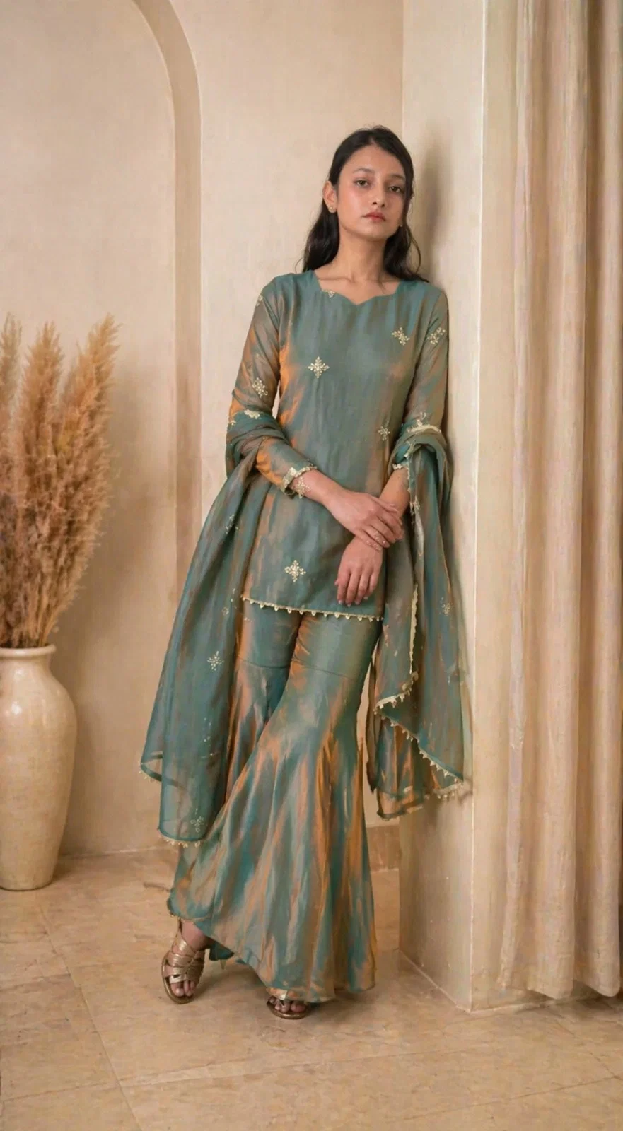 Center 380 Premium Fandy Zari Sequence Embroidery Readymade