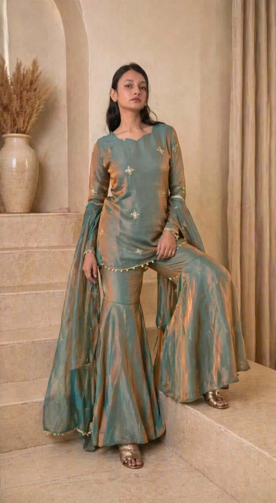 Center 380 Premium Fandy Zari Sequence Embroidery Readymade