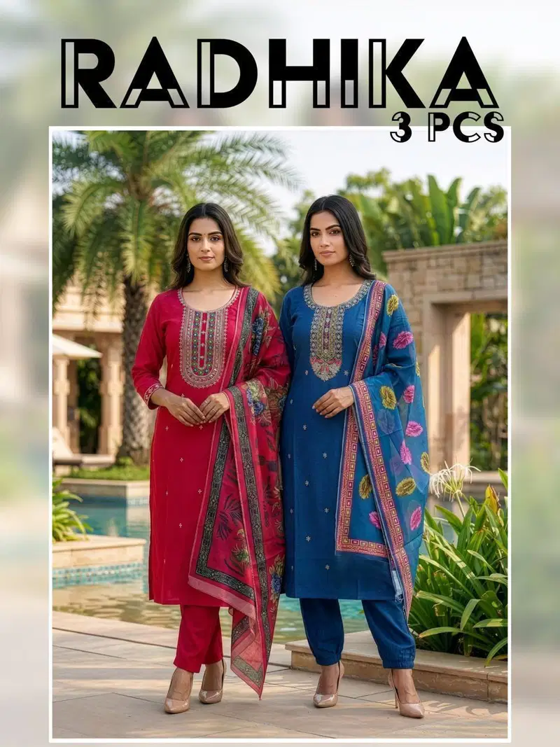 Radhika Vol 2 Vertican With Lining Kurti With Bottom Dupatta