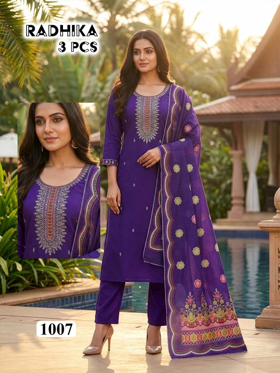 Radhika Vol 2 Vertican With Lining Kurti With Bottom Dupatta