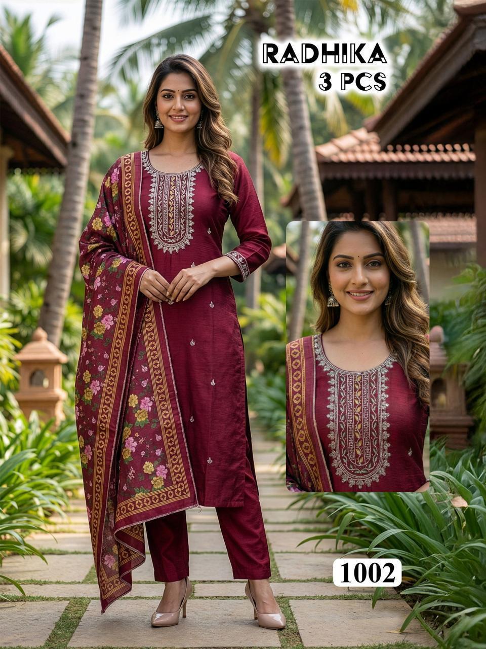 Radhika Vol 2 Vertican With Lining Kurti With Bottom Dupatta